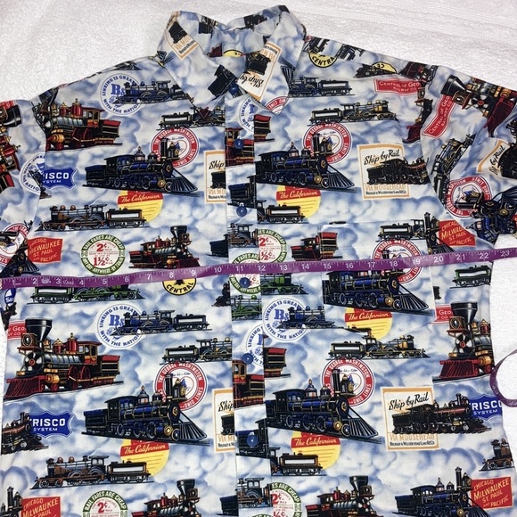 Maxx boxer train engine locomotive button down long sleeve size medium - Picture 4 of 8